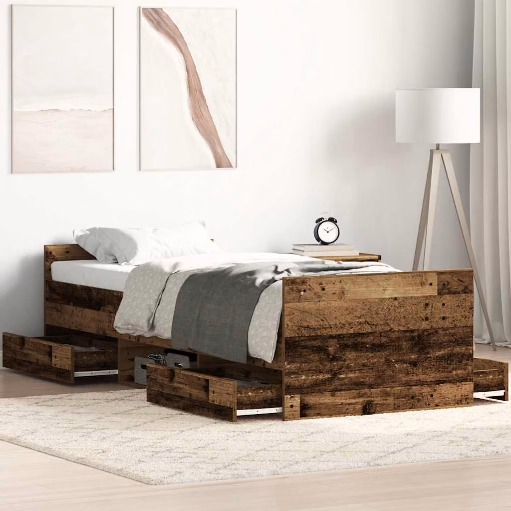 vidaXL Giroletto in legno color marrone con doghe piatte e senza materasso L/P/H: 190 x 90 x 50 cm