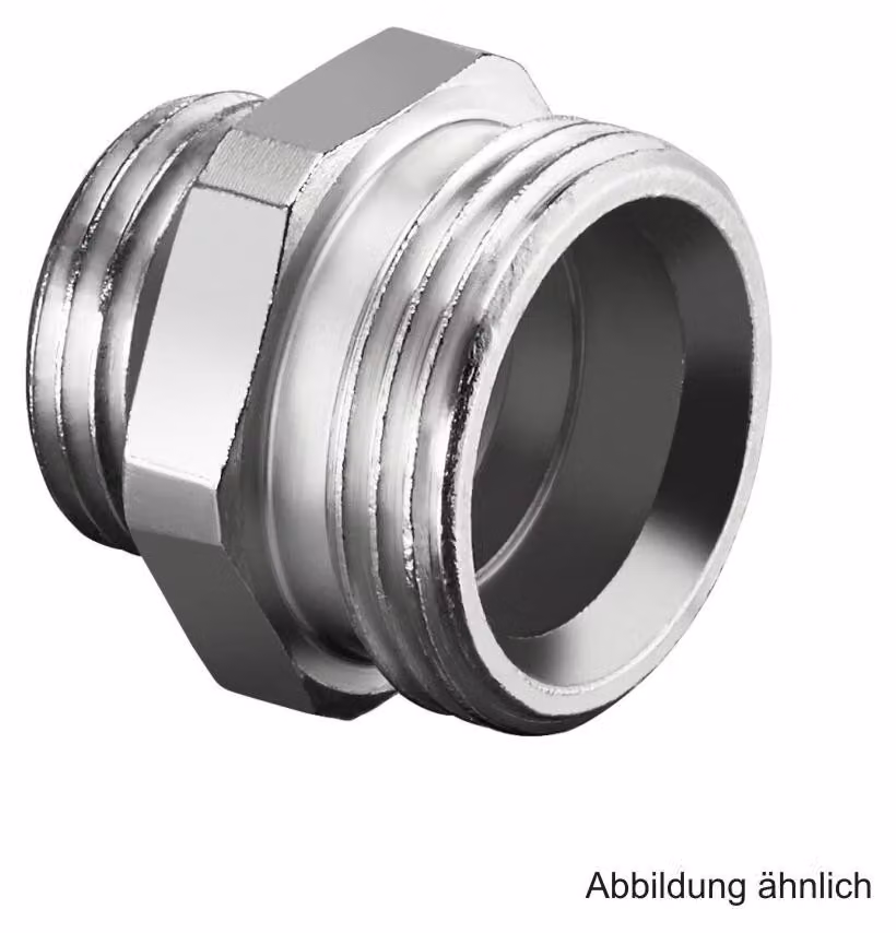 Raccordo filettato, rubinetti, accessori e ricambi R 1/2" maschio x G 3/4" maschio, ottone nichelato