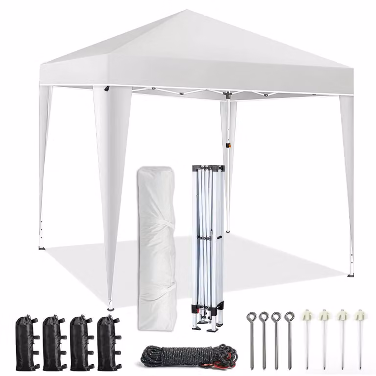 Tenda da giardino 3 x 3 m - Gazebo pieghevole pop-up - Impermeabile - Protezione UV - Tessuto Oxford - Per giardino, campeggio, spiaggia e matrimoni - Bianco
