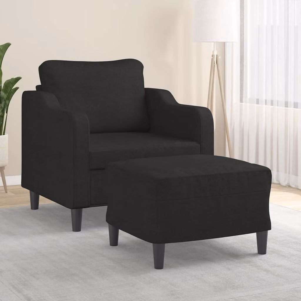 Maison Exclusive - Poltrona con poggiapiedi, nero, 60 cm, tessuto