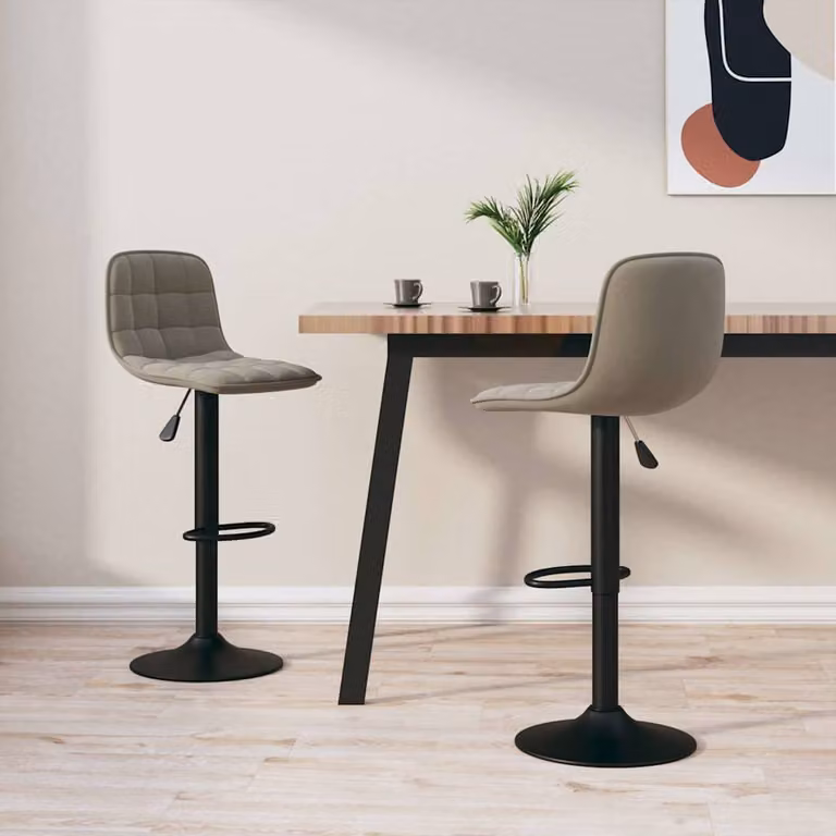 Set di 2 sgabelli da bar vidaXL in velluto grigio chiaro con base girevole a 360 gradi