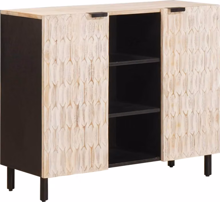 Credenza con lo scaffale Finitura Bianco Lavato 90 x 33 x 75 cm