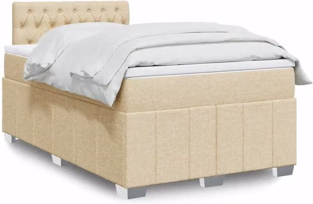 Letto Ibrido vidaXL con Struttura in Legno di Pino e Materasso in Tessuto Beige e Bianco L/P/H: 120 x 200 x 100,5 cm