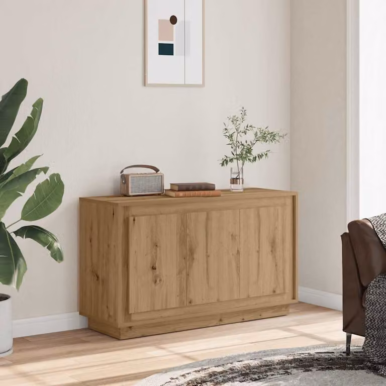 Credenza Artisan vidaXL in Rovere e Legno Ingegnerizzato, Colore Marrone, L 102 x P 35 x H 55 cm