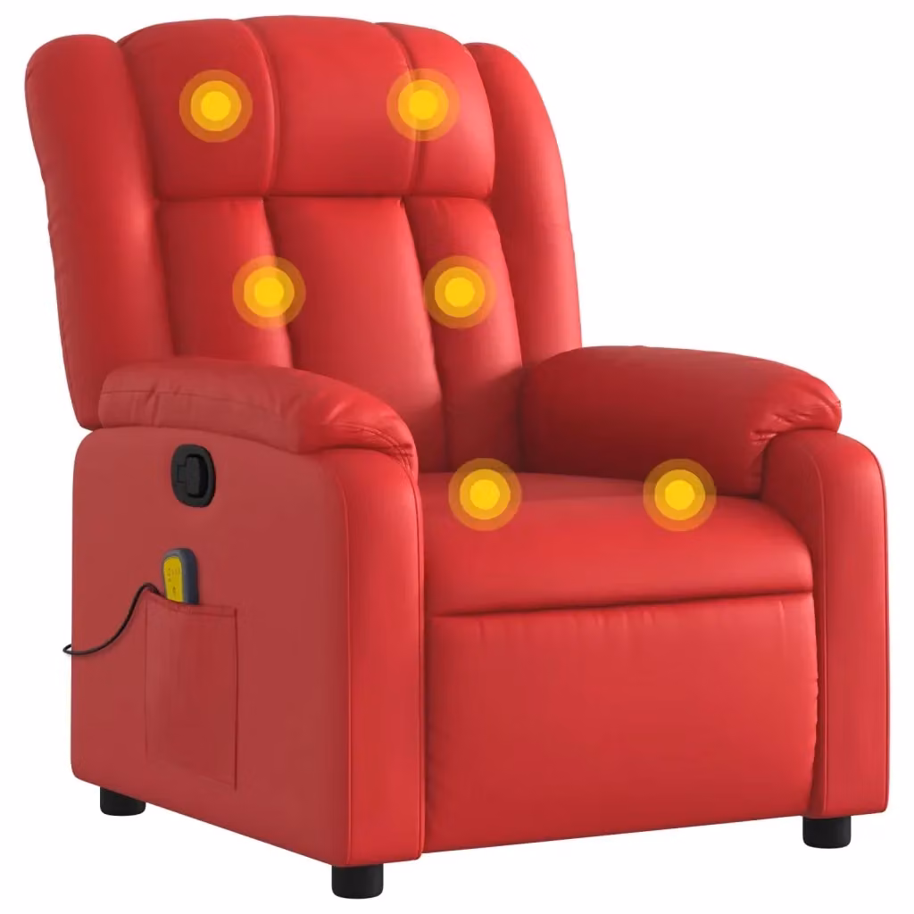 Poltrona Relax Reclinabile vidaXL in Similpelle Rossa con Braccioli e Struttura in Metallo e Legno – 2
