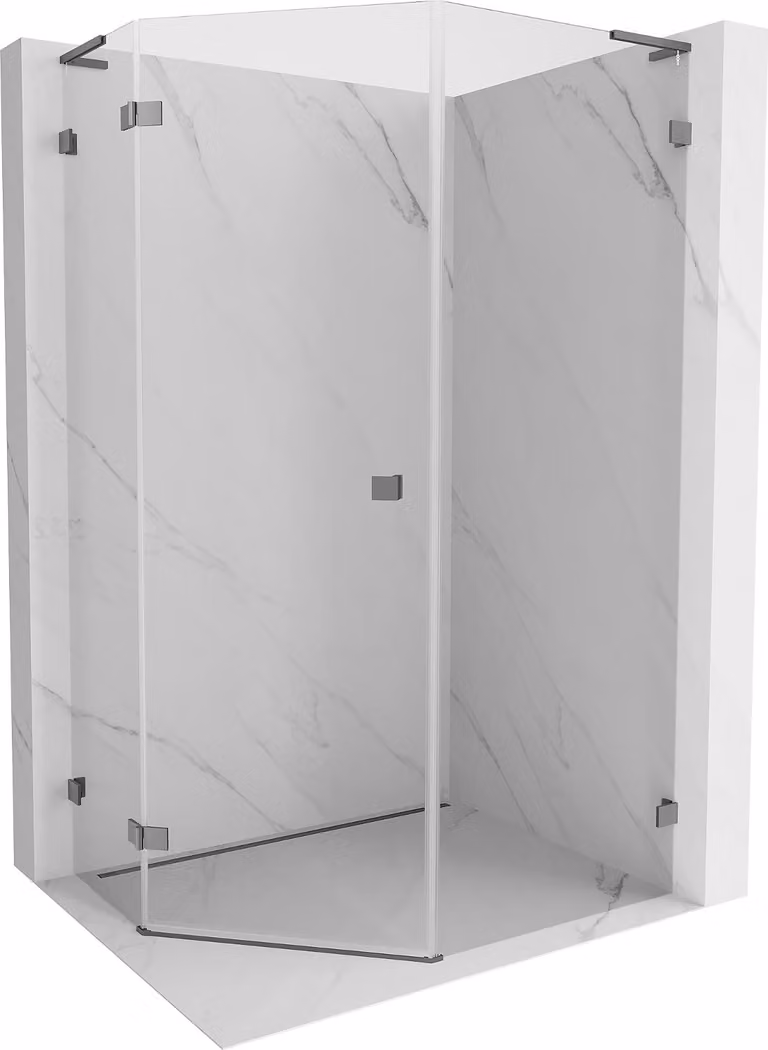 Mexen Lunar L cabina doccia pentagonale a battente sinistra 80 x 100 cm, trasparente, gun metal - 831L-080L-100P-95-00-L