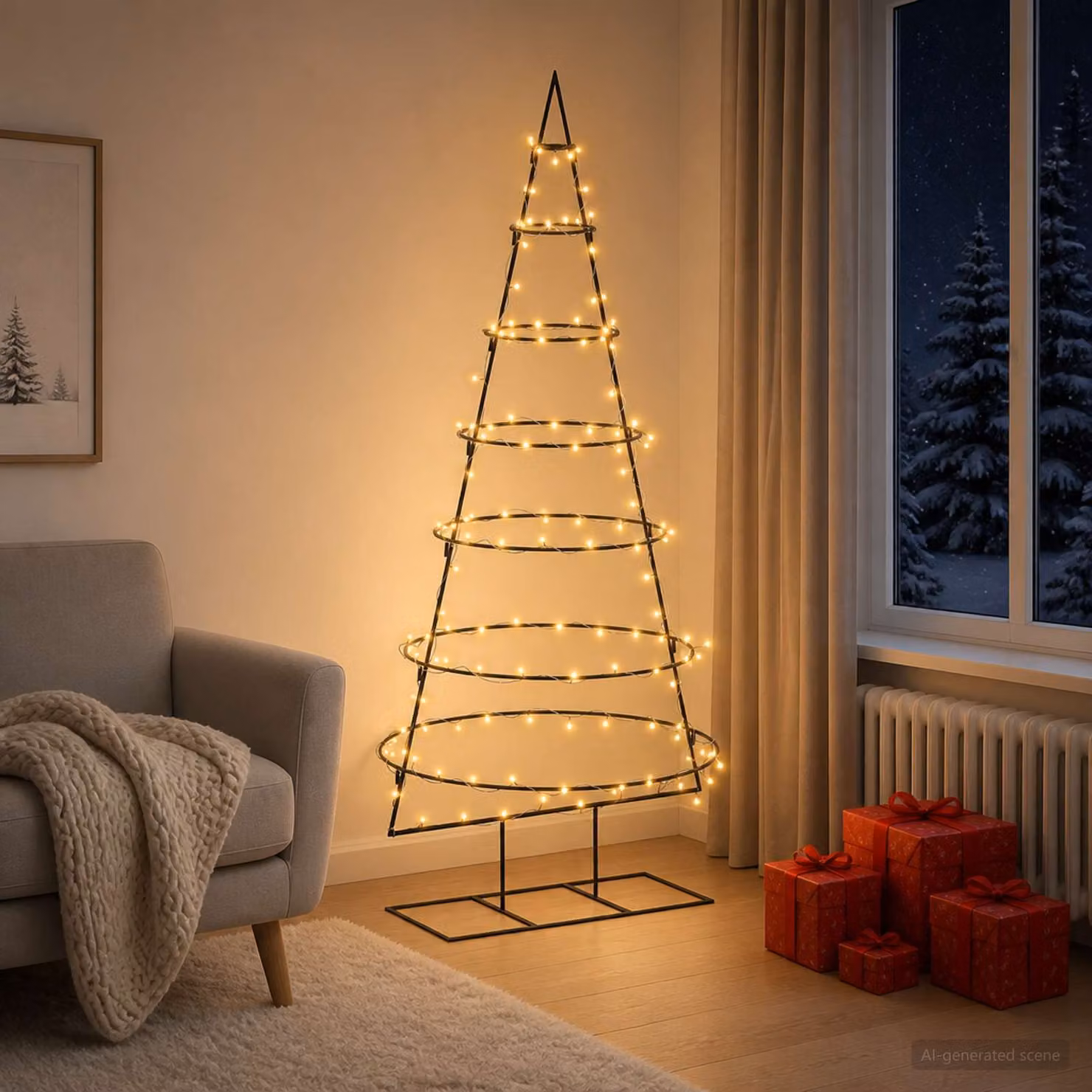 Albero di Natale moderno in metallo vidaXL KUOPIO nero, Altezza: 180 cm