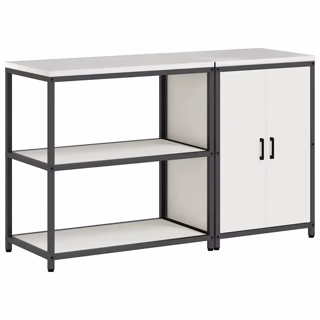 vidaXL Set di stoccaggio per cucina moderno in metallo bianco con ante a battente – 2