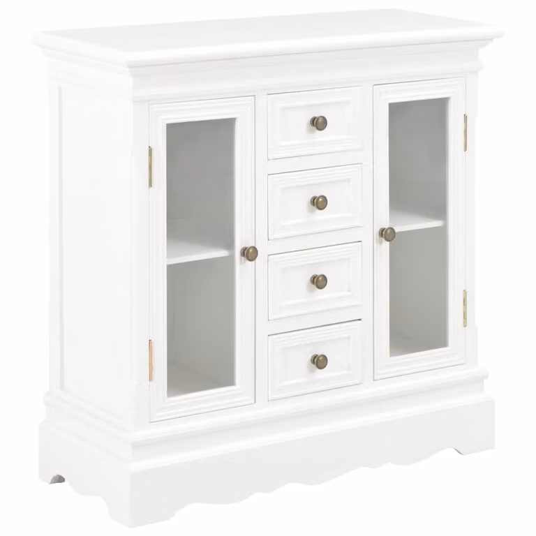 Credenza bianca 70x28x70 cm in legno di pino massiccio