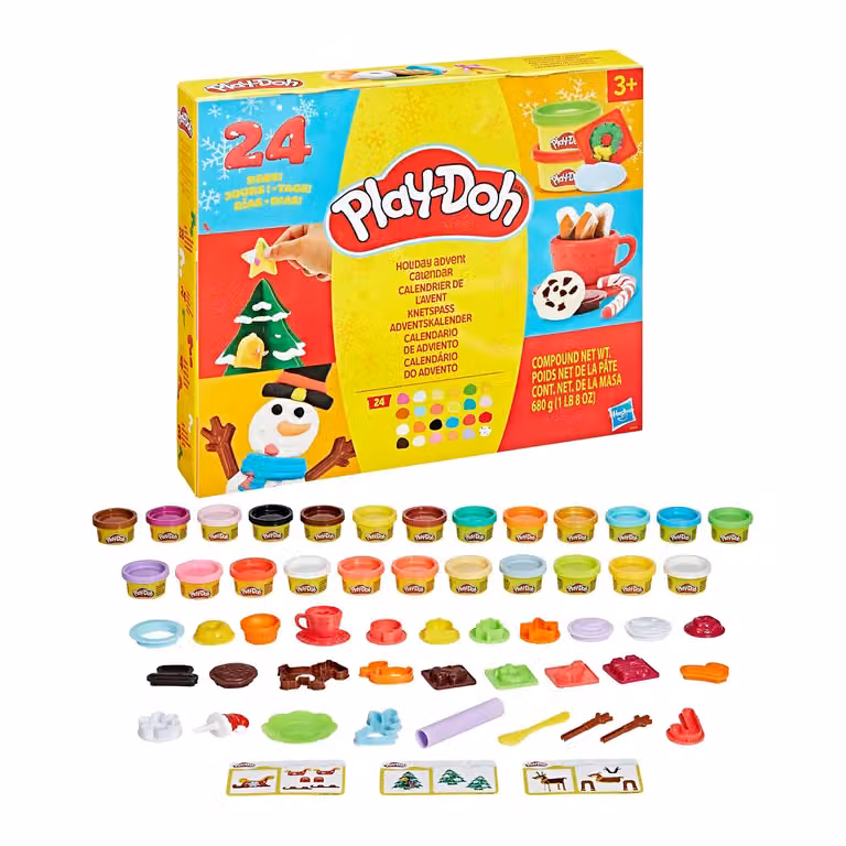 Hasbro Play-Doh Calendario dell’Avvento con pasta modellabile multicolore per attività creative a tema animali e natura