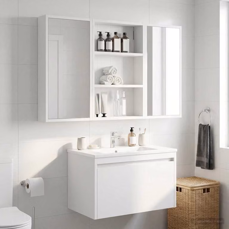 Armadio da bagno a muro vidaXL Bianco con ripiani interni e ante a battente L 40 cm x P 10 cm x H 60,5 cm