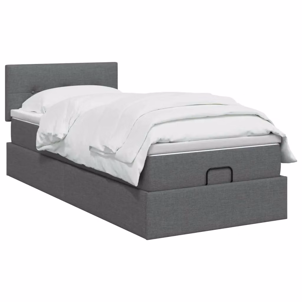 Letto ottomano con materasso vidaXL in tessuto grigio con base a sollevamento L/P/H: 90 x 190 x 45 cm – 2