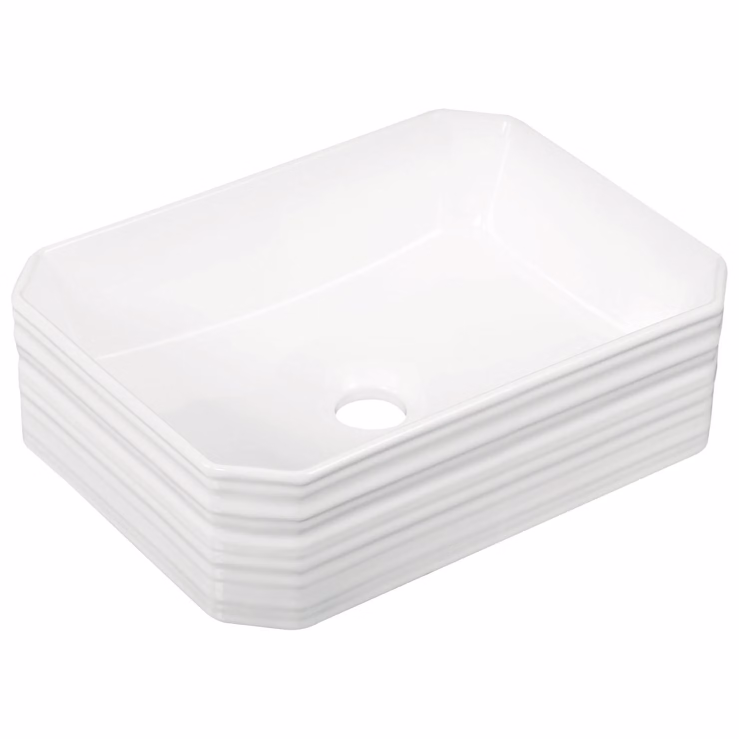 Kerra | Lavabo - Lavabo da appoggio Kr-331 - 40X30X12 Cm - Bianco lucido - Design elegante con decoro