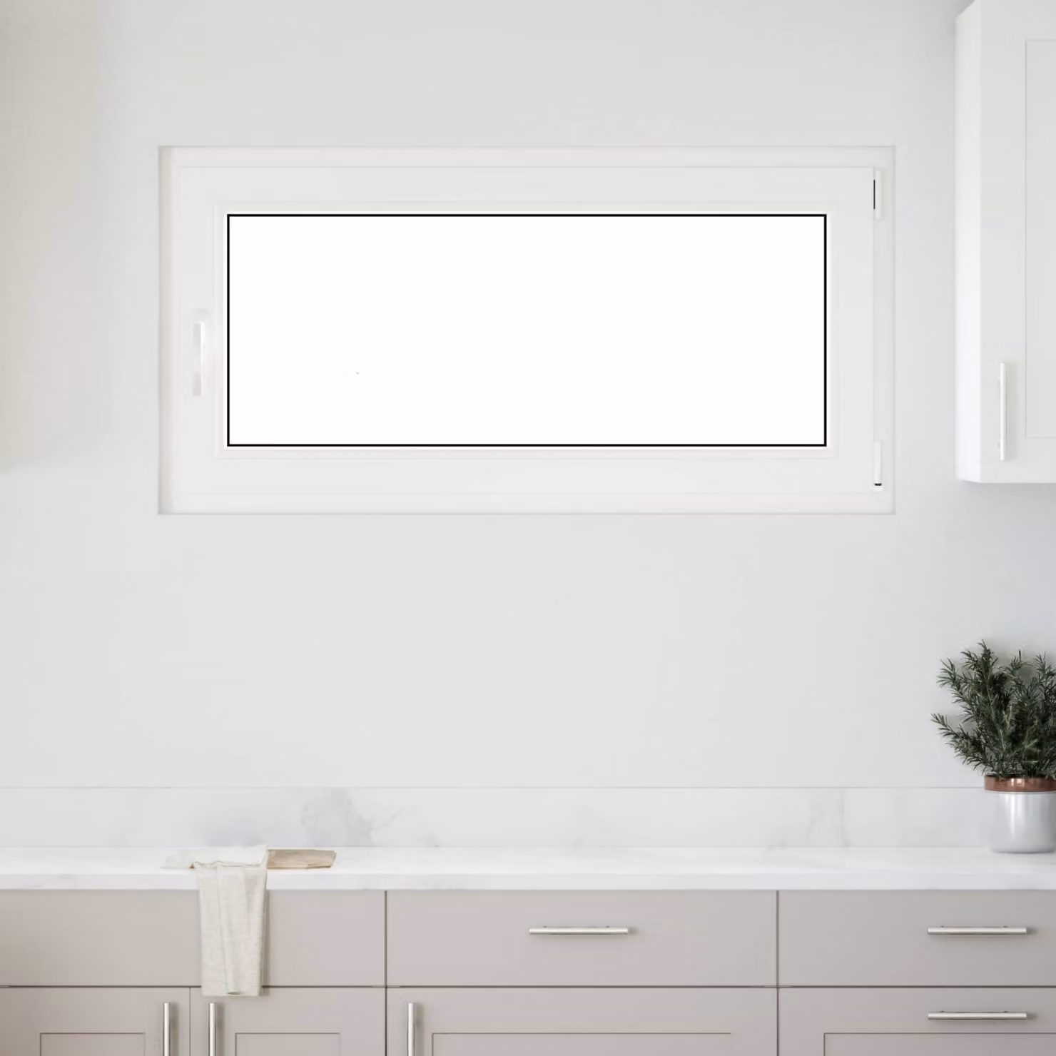 Finestra per seminterrato vidaXL in plastica bianca con vetro trasparente, modello tilt and turn, L: 120 cm, H: 60 cm, P: 24,45 cm
