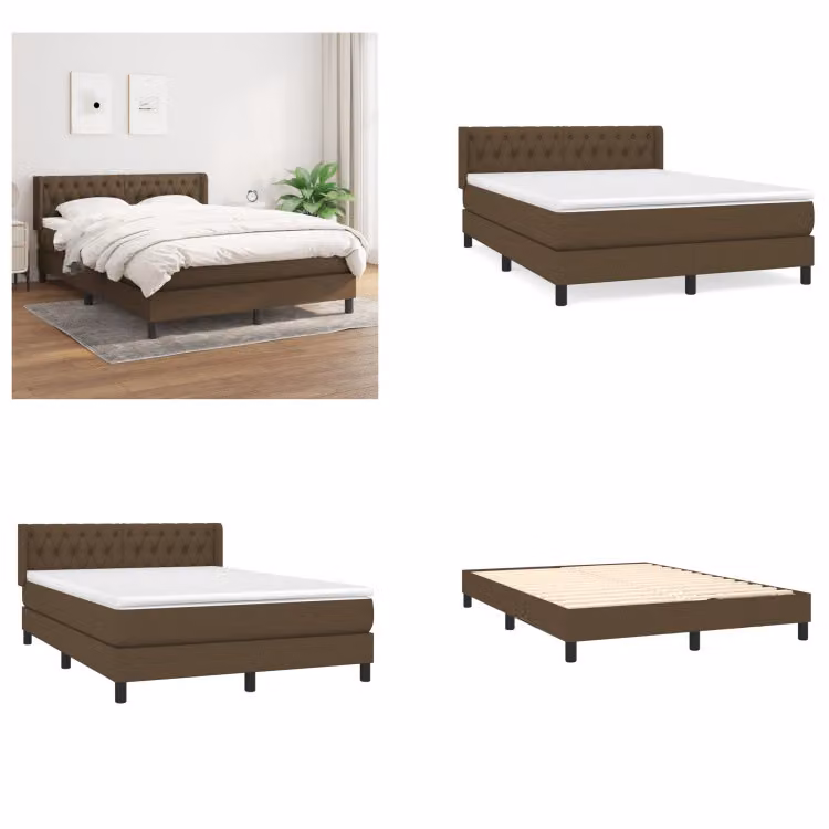 vidaXL Letto a molle con materasso in tessuto marrone scuro 140x200 cm - Letto a molle - Boxspringbetten - Bett - Schlafzimmermöbel