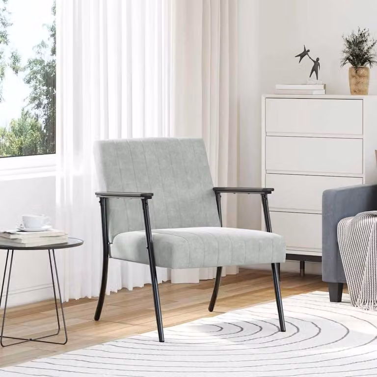 Poltrona grigio scuro, dimensioni 59 x 75 x 78 cm, rivestita in velluto, peso 10,25 kg