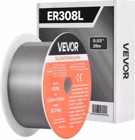 VEVOR Filo per Saldatura MIG ER308L in Acciaio Inossidabile, Argento, 0,8 mm, 0,9 kg