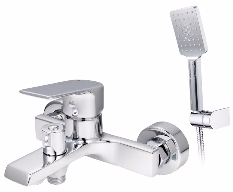 Rubinetto per vasca da bagno con doccetta multifunzione 3-in-1, cromato, in ottone, confezione singola