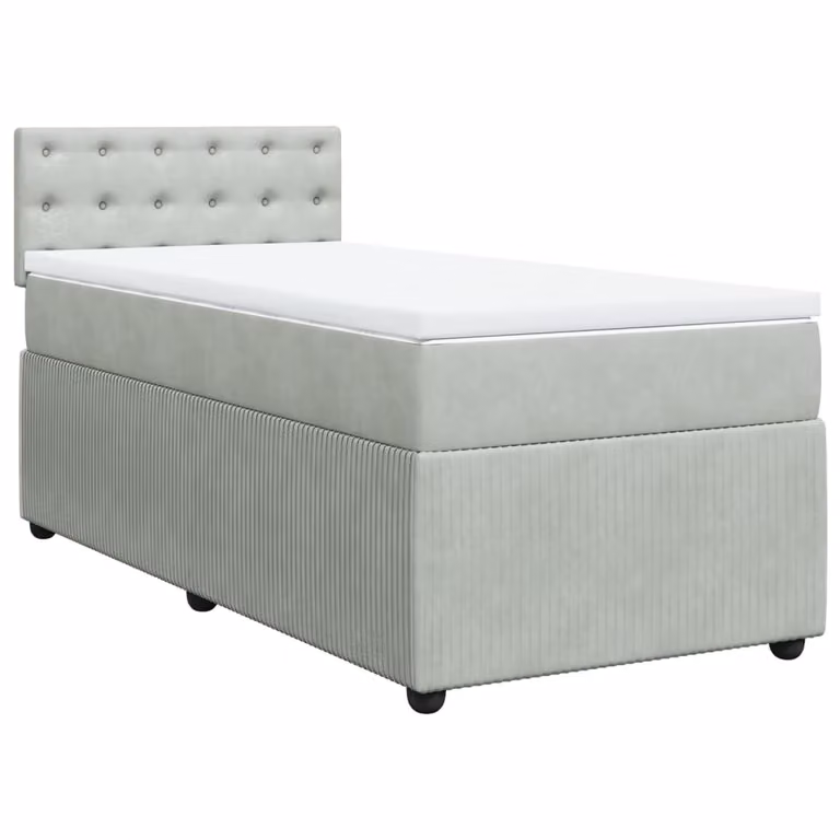 Giroletto a Molle con Materasso Grigio Chiaro 90x200 cm Velluto