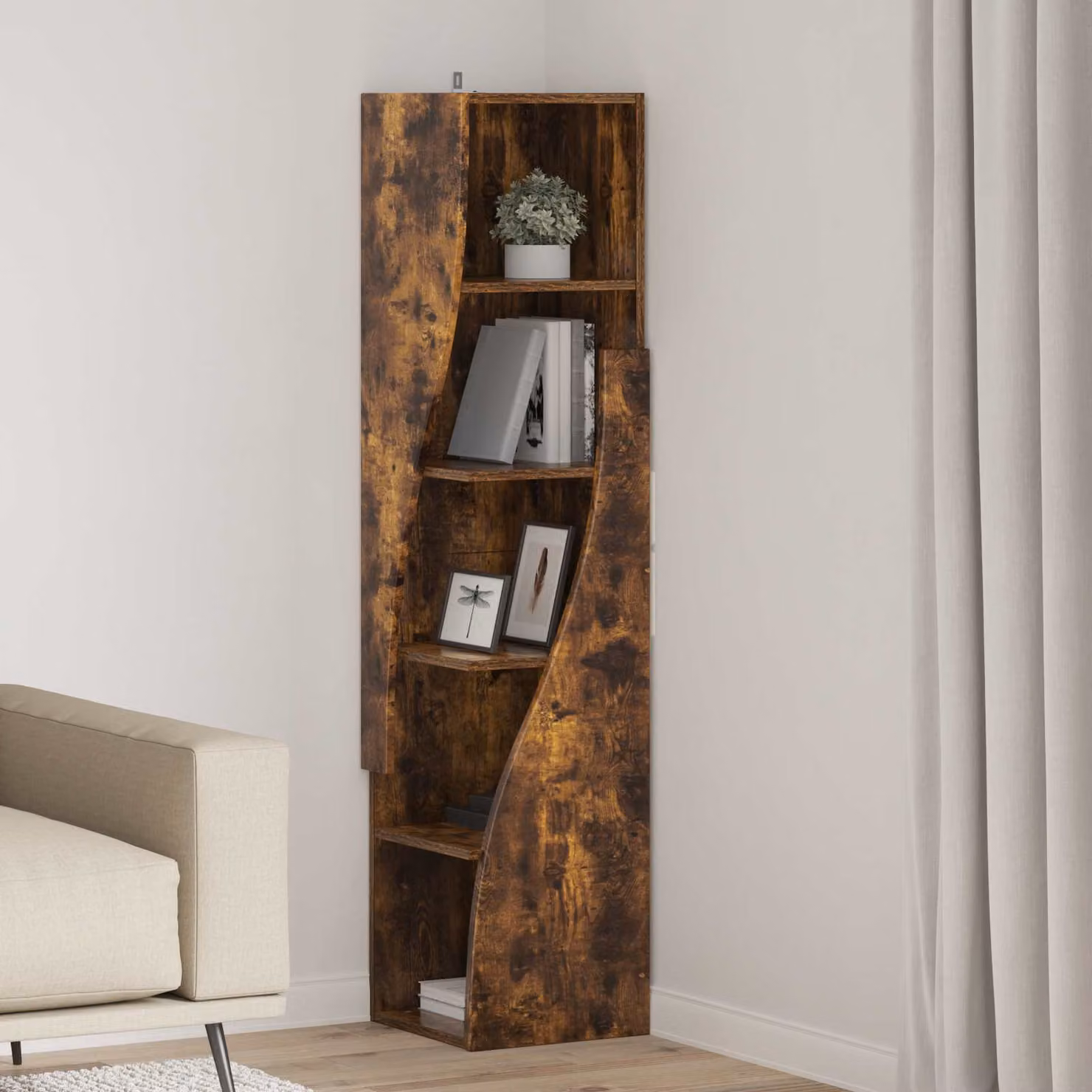 Mobile angolare moderno vidaXL in legno ingegnerizzato marrone L/P/H: 32 x 32 x 140 cm