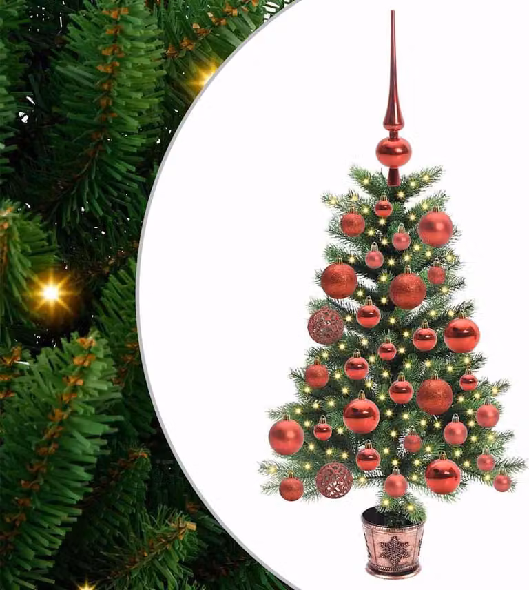 Albero di Natale con 150 LED con supporto Verde 65 cm PE