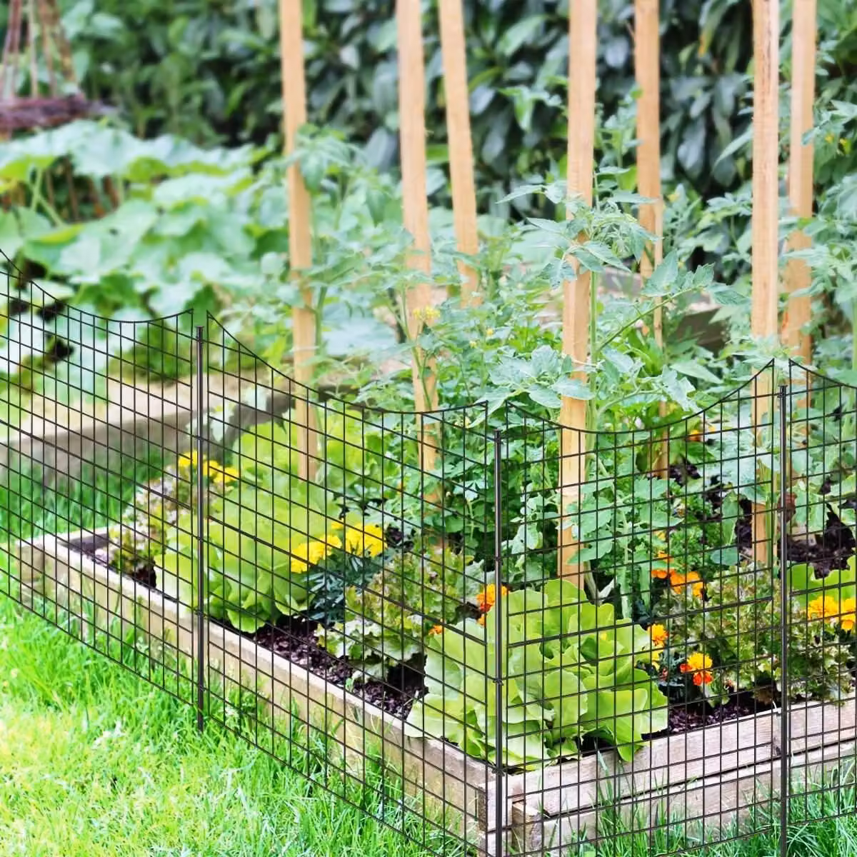 Pannelli per recinzione da giardino in metallo, confezione da 5, altezza 98 cm, nero