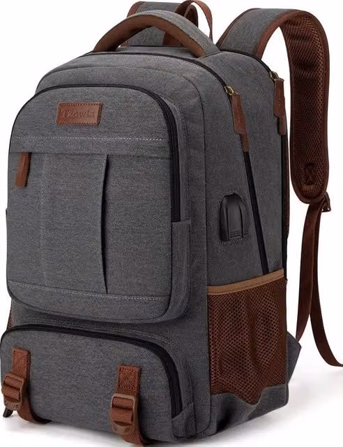 Borsa da Laptop Tzowla in Canapa con Porta USB-C, Grigio