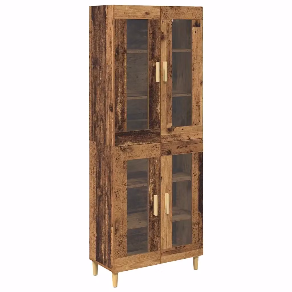Credenza moderna vidaXL in legno ingegnerizzato e vetro, colore marrone, L: 69,5 cm, P: 34 cm, H: 180 cm – 2