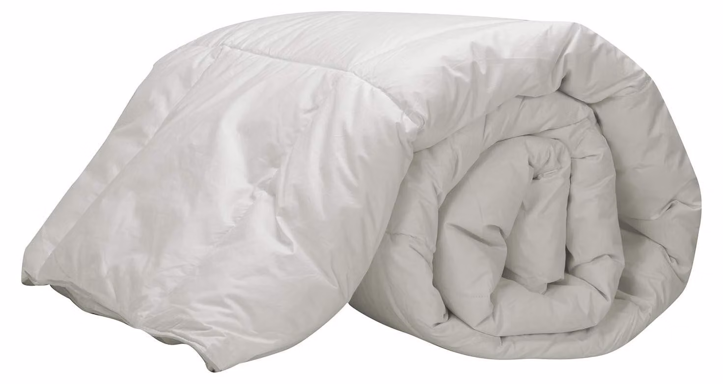 Coperta invernale per letto, dimensioni 155x200 cm, realizzata al 92% in piumino d'oca, imbottitura di 250 g/m², colore bianco