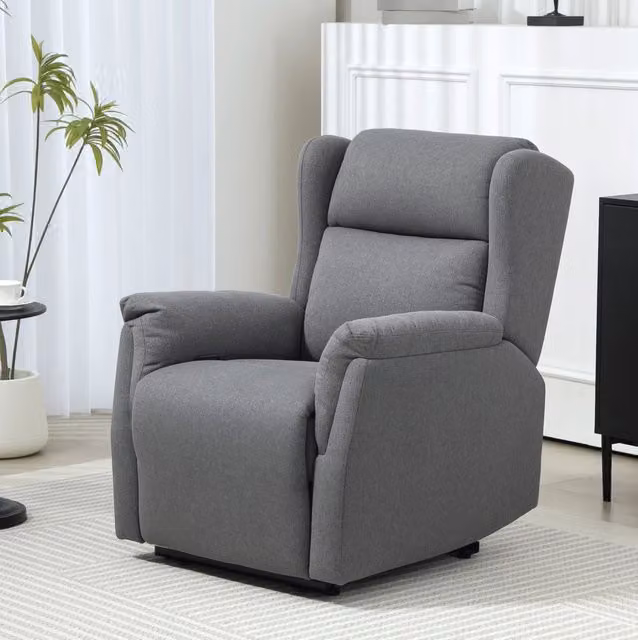 Poltrona relax con funzione letto e molle insacchettate, rivestimento imbottito grigio scuro, portata fino a 150 kg