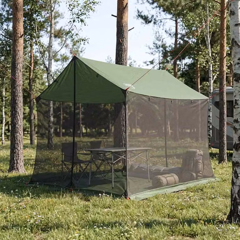 Telo da campeggio vidaXL con pareti in rete verde L/P/H: 270 x 210 x 210 cm