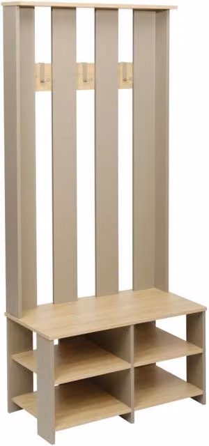 Appendiabiti con panca Baez Casa Collection Naturale e Tortora L: 80 cm, P: 40 cm, H: 175 cm