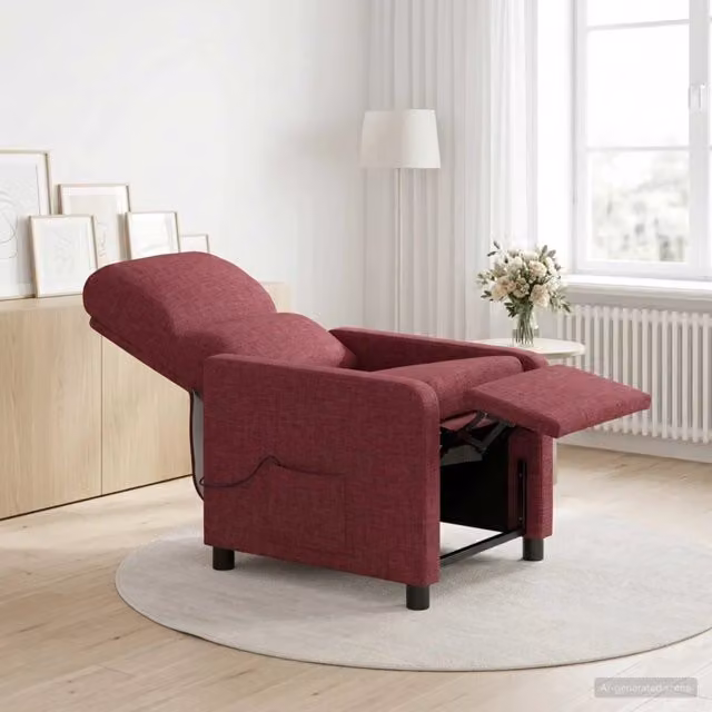 Poltrona reclinabile elettrica moderna in tessuto rosso con braccioli per living o home office