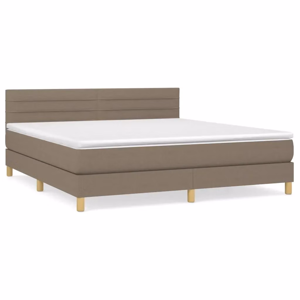 Letto Ibrido con Giroletto a Molle e Materasso vidaXL in Tessuto, Colore Tortora, L/P/H: 180 x 200 x 88 cm – 2