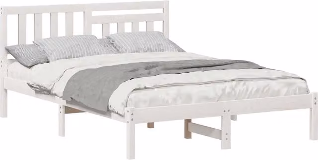 Letto matrimoniale moderno in pino massello bianco L/P: 120 x 200 cm