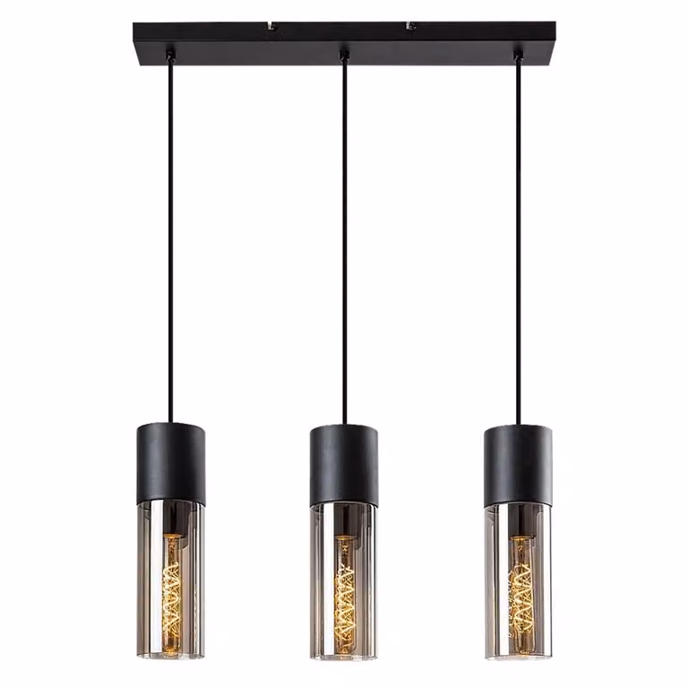 Rabalux 72053 Lampada a sospensione 3 spot Ronno, E27, nero-grigio, rotonda, moderna, ø90mm