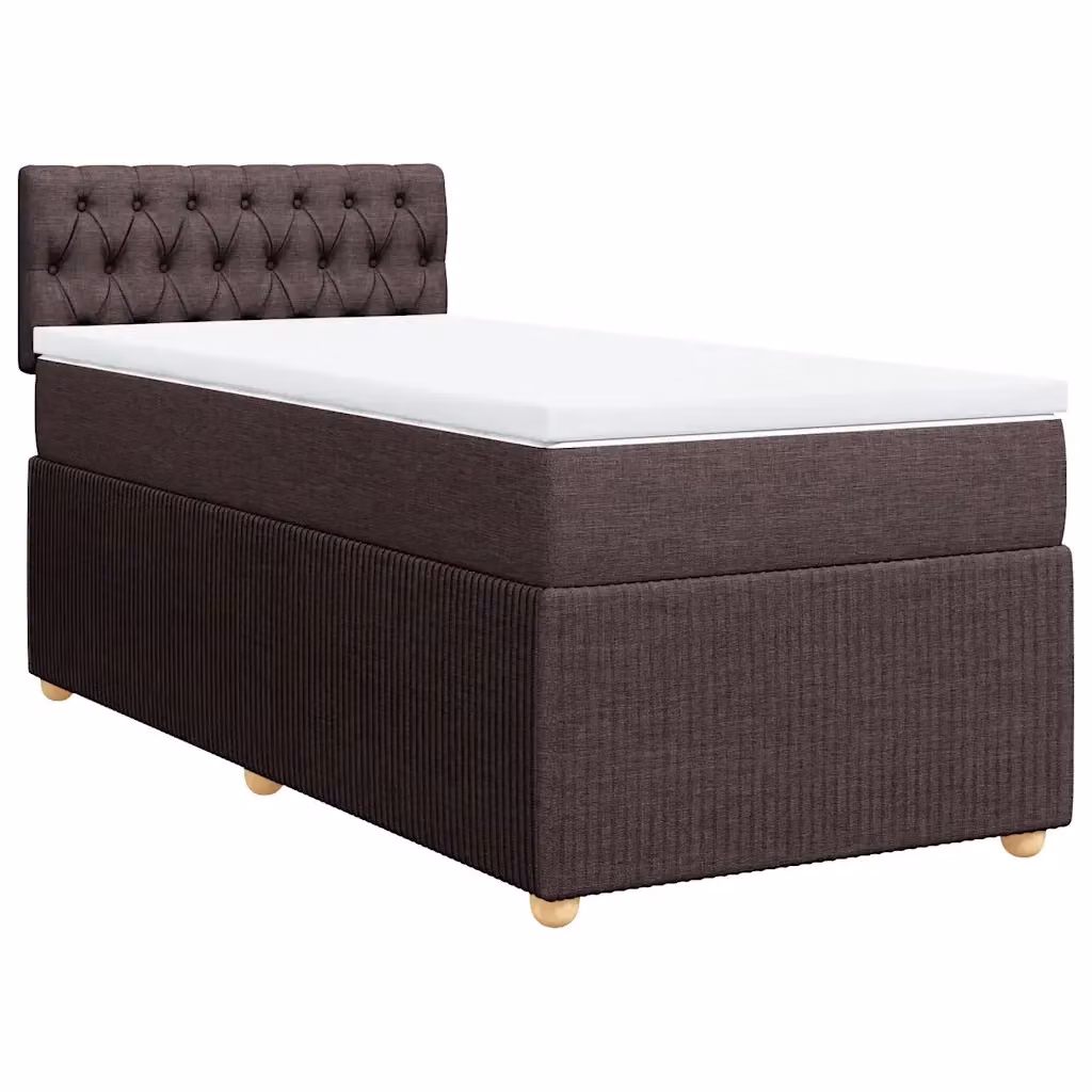 Letto Ibrido vidaXL con Giroletto a Molle e Materasso in Tessuto, Marrone e Bianco, L/P/H: 90 x 190 x 100,5 cm – 2