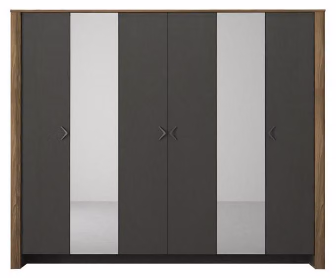Kleiderschrank Schlafzimmer Spiegelschrank Schrank 6 türige Schränke Möbel 259cm