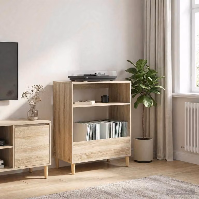 vidaXL Supporto per giradischi moderno in legno marrone, L: 71 cm, P: 39,5 cm, H: 83 cm