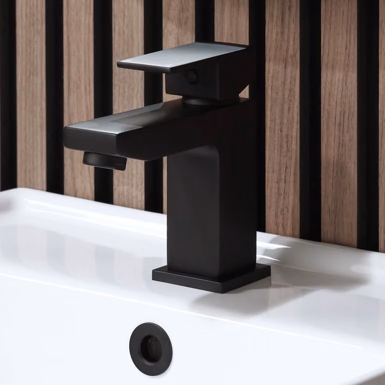 Rubinetto Miscelatore per Lavabo Monoforo Moderno - Nero - Preto