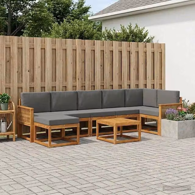 Set di divani da esterno 8 pz Naturale e Antracite Poliestere 3385418
