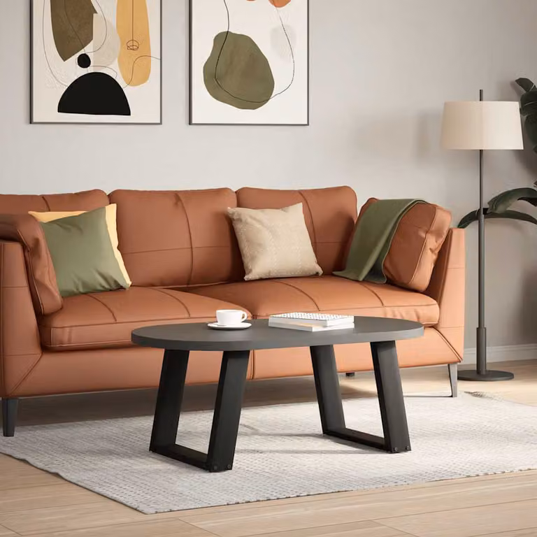 vidaXL Gambe per Tavolino da Caffè a Forma di U 2 pz Nere 50x(42-43)cm