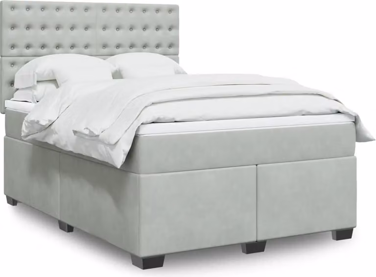 Maison Exclusive - Giroletto a Molle con Materasso Grigio Chiaro 160x200cm Velluto