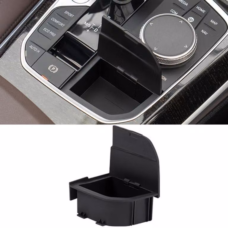 Contenitore portaoggetti per console centrale, compatibile con BMW Serie 1, 2, 3, 4, X3, X4, X5, X6, X7, i3, i4, in ABS, colore nero