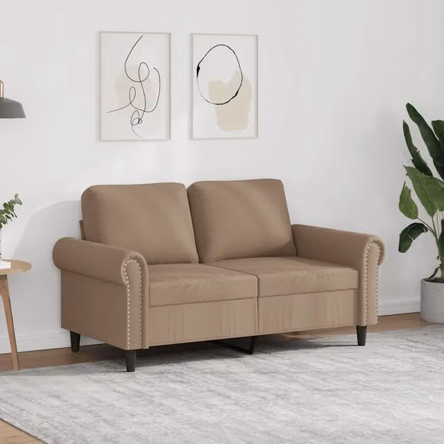 Divano a 2 posti Design Mania in similpelle beige con struttura in metallo per il tuo soggiorno – 1