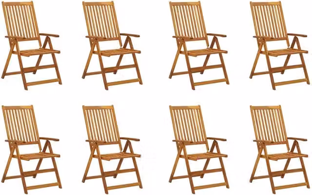 Sedie Pieghevoli con Cuscini 8 pz Massello Acacia 3075056