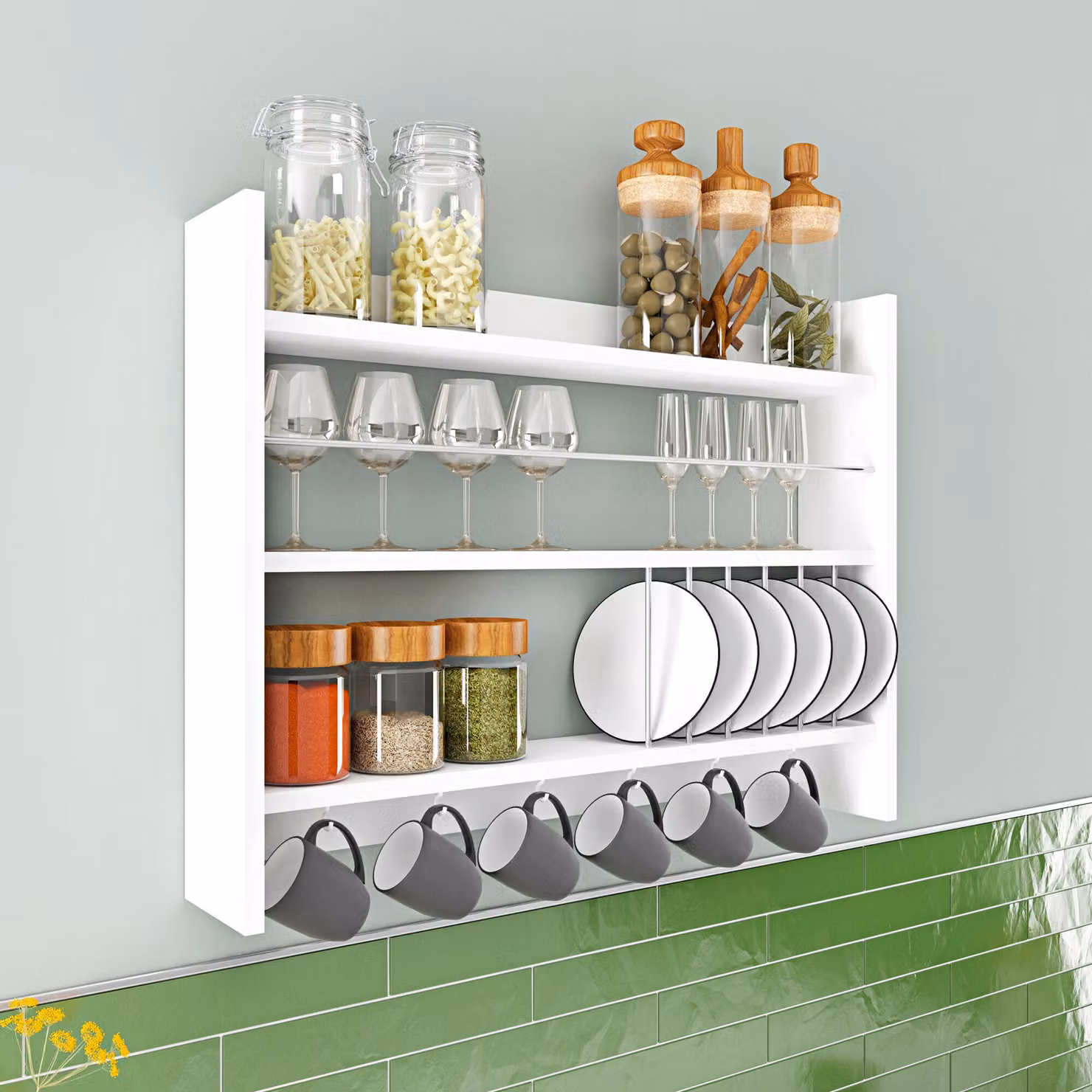Skye Decor, Kolin - Bianco, scaffali da cucina, bianco, 85 x 65 x 15 cm