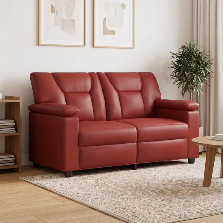 Divano moderno vidaXL in similpelle rosso, L: 151 cm, P: 85 cm, H: 93 cm