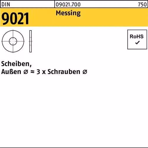 Rondelle Reyher DIN 9021 ottone 3.2 Ms 090217009032000 (100 pezzi)