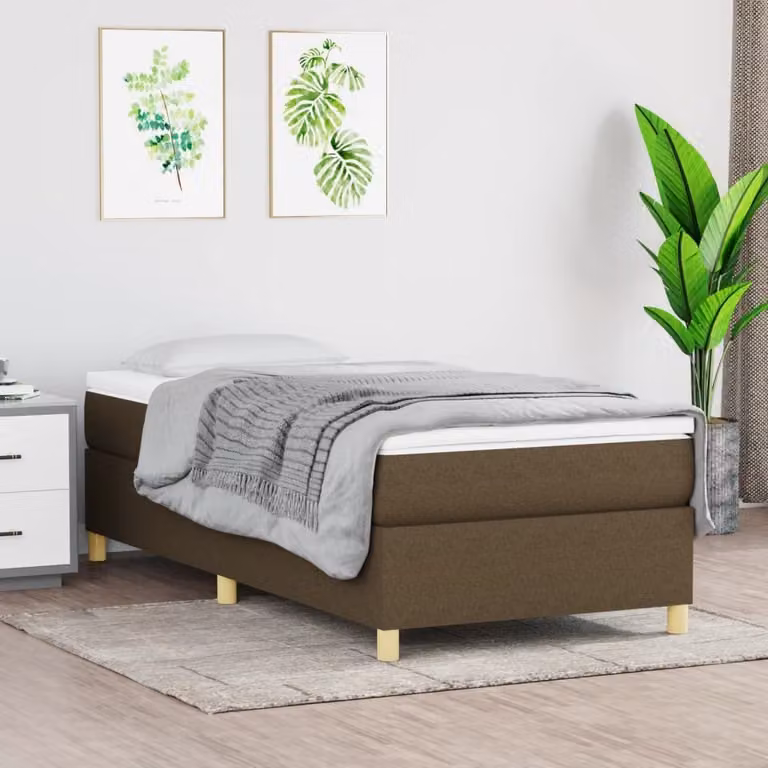 Maison Exclusive - Rete letto boxspring marrone scuro 80x200 cm tessuto